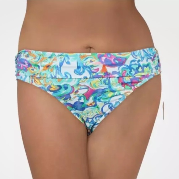 Lauren Ralph Lauren Art to Wear Printed Foldover Nylon Swim Bottom Separate NEW - Picture 1 of 14